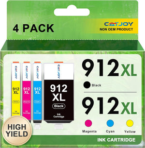 912XL Ink cartridges Replacement for HP 912XL Ink Cartridges Multipack HP 912 for HP OfficeJet 8010 8012 8014 8015 8017 OfficeJet Pro 8020 8024 8023 8025 (1 Black 1 Cyan 1 Magenta 1 Yellow)