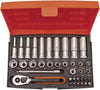 SL25L Socket & Mechanical Set, Metric ,Black/Red,1/4" Dynamic Drive, 37 Pieces