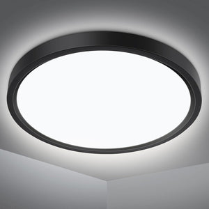 Bathroom Ceiling Light,18W 1500LM,100W Equivalent,5000K Daylight White,Waterproof IP54,Dome,Modern, Flush Ceiling Light for Kitchen,Bulkhead,Toilet,Porch,Bedroom,Utility Room,Ø22CM(Black)