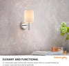 Tatum Decorative Contemporary Silver Chrome E14 LED Compatible Wall Light with a Off White Fabric Drum Shade