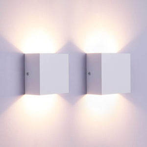 2Pcs LED Wall Lights Indoor Up Down Wall Lamp Wall Wash Light Wall Sconce Modern 6W Aluminum Lighting for Living Room, Bedroom, Hallway Dining Room Stairs, Warm White