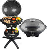 BBQ Electric Barbecue Grill with 5 Temperature Settings Grey | Thermostat | Indoor & Outdoor Party | Removable Drip Tray & Condiment Stand | Healthy Grilling | Non-Stick Cooking Surface