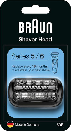 Series 5 Electric Shaver Replacement Head, Easily Attach Your New Shaver Head, Compatible With All New Generation Series 5/6 Electric Shavers, 53B, Black