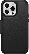 Strada Case for iPhone 15 Pro Max for MagSafe, Shockproof, Drop proof, Premium Leather Protective Folio with Two Card Holders, 3x Tested to Military Standard, Black