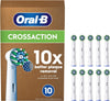 Pro Cross Action Electric Toothbrush Head, X-Shape and Angled Bristles for Deeper Plaque Removal, Pack of 10 Toothbrush Heads, Suitable for Mailbox, White