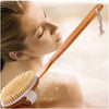 Dry Wet Bath Body Brush Back Scrubber with Anti-Slip Long Wooden Handle, 100% Natural Bristles Body Massager Good for Health and Beauty