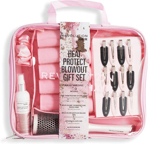 Plex Heat Protect Blowout Gift Set, 6 Product Set with Bag, Contains Hair Accessories & Styling Spray