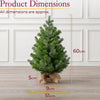 Artificial Mini Christmas Tree, 2ft / 60cm Miniature Tabletop Spruce, Small Indoor Home Desk Table Xmas Decoration, Natural Looking PVC & PE Needles, Weighted Base with Hessian Wrap