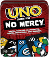 UNO No Mercy Card Game in Storage & Travel Tin for Kids, Adults & Family Night with Extra Cards, Special Rules & Tougher Penalties, HXT57