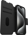 Strada Case for iPhone 15 Pro for MagSafe, Shockproof, Drop proof, Premium Leather Protective Folio with Two Card Holders, 3x Tested to Military Standard, Black