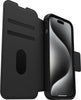 Strada Case for iPhone 15 Pro for MagSafe, Shockproof, Drop proof, Premium Leather Protective Folio with Two Card Holders, 3x Tested to Military Standard, Black