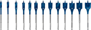 13x EXPERT Self Cut Speed Spade Drill Bit Set (for Softwood, Particleboard, Ø 10-32 mm, Professional Accessory Rotary Drill/Drivers)