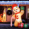 8FT Christmas Inflatable Gingerbread Man with Candy Cane and Three Gift Bags, Christmas Blow Up Outdoor LED Display for Garden Party