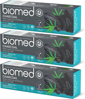 Triple Charcoal 98% Natural Whitening Toothpaste | Gum Care, Bamboo Charcoal | Vegan, SLES Free 100g(pack of 3)