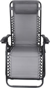 Garden | Zero Gravity Chair | Set of 1 | Heavy Duty Textoline | Outdoor & Garden Sunloungers | Reclining & Folding Chair with Headrest Pillow (Premium, Grey)