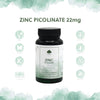 Zinc Picolinate | 22mg Elemental Zinc per Capsule | 120 Vegan Capsules | Chelated Zinc for Improved Absorption |