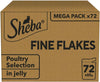 Fine Flakes Poultry Collection in Jelly 72 Pouches, Adult Wet Cat Food, Megapack (72 x 85 g)