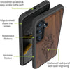 Wood Case for Galaxy S24 Case 2024 [Natural Wood & Black Soft TPU] Shockproof Protective Cover Unique Wooden Case Compatible with Samsung S24 Case (Viking Compass-Walnut)