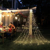 Christmas Lights Tree 350 LED Outdoor Christmas Decorations Waterfall Fairy Lights Waterproof Mains Powered with Topper Star 9 Strand String Light 8 Lighting Modes Fairy Lights (Pure White)