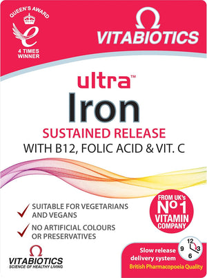 Iron Tablets Supplement, Boosts Energy, Vitality, Power and Immunity and Supports against Anemia, Tiredness and Fatigue with added Vitamin C Vitamin B12 and Folic Acid (Vitamin B9),