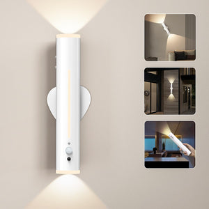 Motion Sensor Rechargeable Wall Lights Indoor, 3000mAh Battery Operated Wall Sconces Lights, Metal Magnetic Wireless Rotatable, Stick on LED Night Lamp for Outdoor Bedroom Porch Bathroom