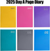 2025 A4 / A5 / A6 Diary Day to Page or Week to View Desk Diary Hard Back Casebound Back Cover (Light Blue, A4 Dap)