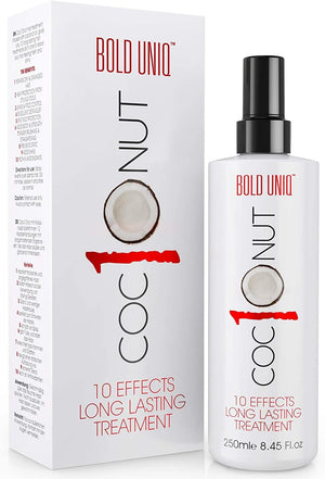 Coconut Heat Protection Spray - Leave-in Hair Protect Treatment for Dry Hair, Anti-Frizz, Fade Protect, Anti-Static, Heat Defence, Add Shine and Body - 10 Benefits All in One Styling Product - 250ml