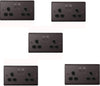 BG Electrical NBN22B-01 Double Switched Power Socket, Black Nickel, 13 Amp - 5 Pack