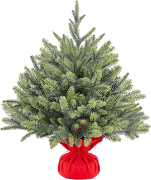 2ft/61cm Mini Artificial Christmas Tree, Tabletop Xmas Tree with Cement Base Holiday Decoration Green-1 Pack