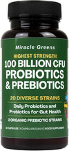 100 Billion CFU Probiotics - 20 Unique Strains + Organic Prebiotics | Gut Health, PH Balance, and Digestion | Scientifically Proven Probiotics for Women and Men – 60 Day Supply – Made in The UK