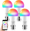 Alexa Light Bulbs 12W 1280LM, Bluetooth Smart Bulb Colour Changing, 16 Million RGB Colours + Warm to Daylight White Dimmable, B22 Bayonet Led Bulbs by APP and Voice Control (4 Pack)