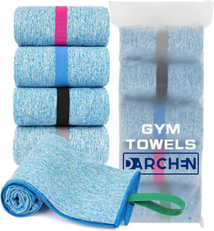 [5 Pack Gym Towels Accessories For Men, Quick Dry Sweat Towel For Workout Tennis Sports Exercise, Microfiber Silver Ion Towels Compact & Absorbent