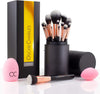 17 Piece Professional Makeup Brush Set: Make up brushes with Case, Beauty Blender, Brush Cleaner, Product Guide and Gift Box