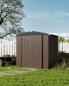 "Secure and Spacious Garden Storage Shed - Waterproof, Lockable, and Durable Metal Shed for Garden Tools, Equipment, and Bikes - 4X6 FT, Brown"