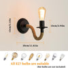 2 Packs Wall Lamp, Industrial Wall Light Sconce Fixture, E27 Hemp Rope Retro Adjustable Wall Lamp for Corridor Living Room Bedroom Cafe Bar Loft (Not Include Bulb)