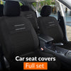 Car Seat Covers Full Set Universal Black | Washable Cover for Front Seats, Rear Bench & Headrest | Interior Accessories for Women and Men