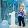 Birthday Decorations for Boys - Satin Sash, Holographic Badge, Award Ribbon Badge, Blue Sash for Kids Party Supplies