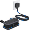 Travel Extension Lead, Extension Lead with USB Slots, 1.2M Extension Cord Compact Extension Lead with 2 Way Outlets 3 USB（1 Type C) for Cruise Travel Essential Hotel Home Office Camping