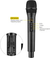 Wireless Microphones UHF with Volume Treble Bass Echo Control No Delay No Noise Cordless Dynamic Mic System with Rechargeable Receiver for Karaoke Machine Singing Wedding Church DJ Party Speech