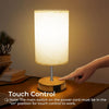 Touch Control Bedside Lamps, 3-Way Dimmable Table Lamp with USB A+C Charging Ports, Touch Lamps Bedside with Linen Fabric Shade, Small Table Lamp for Bedroom Living Room (LED Bulb Included)