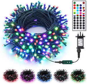 Christmas Tree Lights Outdoor, 20M 200 LED RGB Color Changing Christmas Lights Mains Powered with Remote & Timer, Christmas Decoratin String Fairy Light for Indoor Home Garden Party