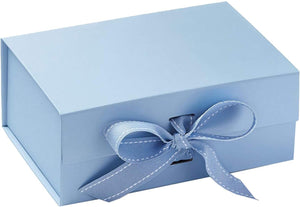 Premium Presentation Gift Box Pale Blue Boxes with Changeable Ribbon- Rigid Luxury Quality A5 Deep Reusable Box