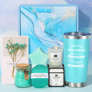 Birthday Pamper Gifts for Women, Unique Blue Self Care Package Relaxation Spa Bath Set for Her, Ladies Pamper Hamper Birthday Gifts for Mum, Best Friends, Sister, Wife