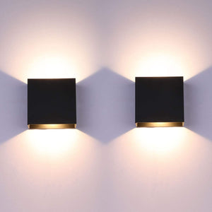 2Pcs LED Wall Lights Indoor Up Down Wall Lamp Wall Wash Light Modern Wall Sconce Lighting Black 10W Aluminum for Living Room Bedroom Hallway Corridor, Stairs, Warm White（Not Charging）