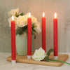 Flameless Red Taper Candles Flickering with 10-Key Remote, Battery Operated LED Warm 3D Wick Light Window Candles Real Wax Pack of 6, Christmas Home Wedding Decor(0.78 X 9.64 Inch)