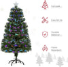 4FT Multicoloured Artificial Christmas Tree w/Fibre Optic Lights Pre-Lit Modes Metal Stand Star Holder Home Seasonal Decoration