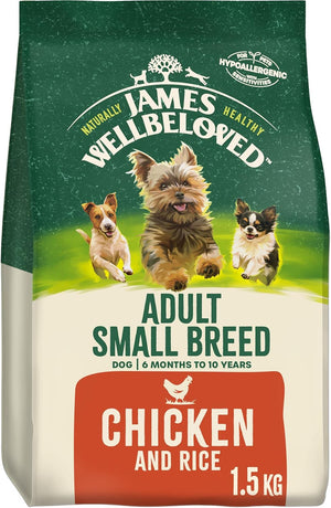 Adult Small Breed Chicken and Rice 1.5 kg Bag, Hypoallergenic Dry Dog Food