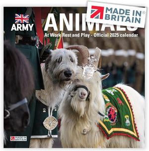 Hardworking Animals At Work Rest & Play of The British Army OFFICIAL Large Wall 2025 Calendar UK Holidays MADE IN BRITAIN® Eco-Friendly (Open size 610mm x 305mm) Solar Energy FSC® paper