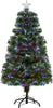 4FT Multicoloured Artificial Christmas Tree w/Fibre Optic Lights Pre-Lit Modes Metal Stand Star Holder Home Seasonal Decoration