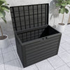 "Premium 190L Waterproof Outdoor Storage Box - Secure, Lockable Plastic Chest for Garden Essentials, Toys, and Cushions in Stylish Anthracite Color"